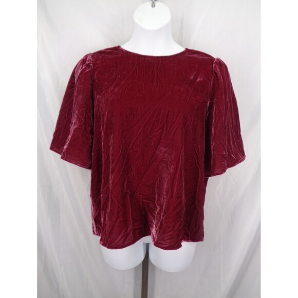 ModCloth Velvet Flutter Sleeve Top Blouse Size XL - Picture 1 of 8